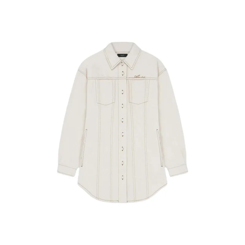 AMIRI Script Denim Shirtdress-0