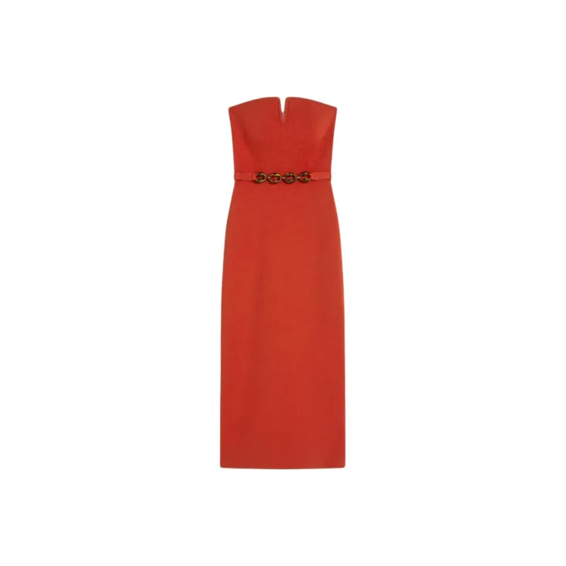 SCANLAN THEODORE Crepe Knit Resin Strapless Dress Sleeveless Dress Women's Morocco-0