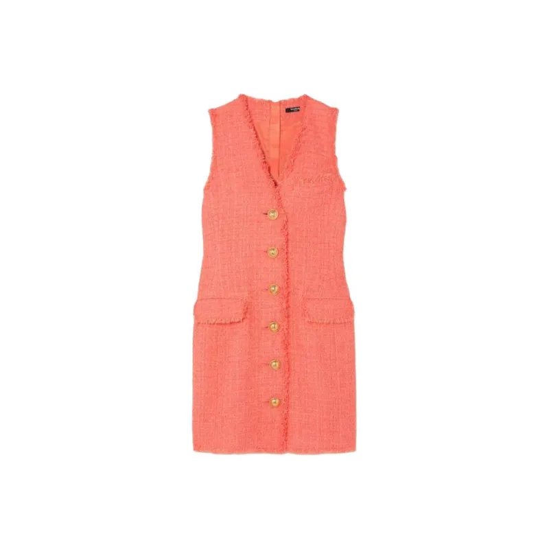 BALMAIN Sleeveless Dress Women's Orange-0