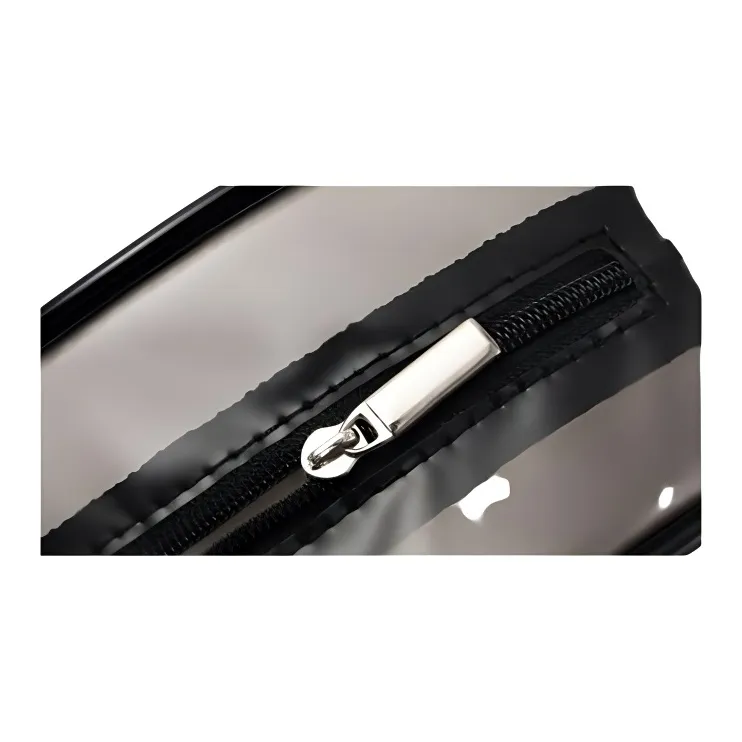 ALOENEY PVC Polyvinyl Chloride Makeup Bag Women's Black-2