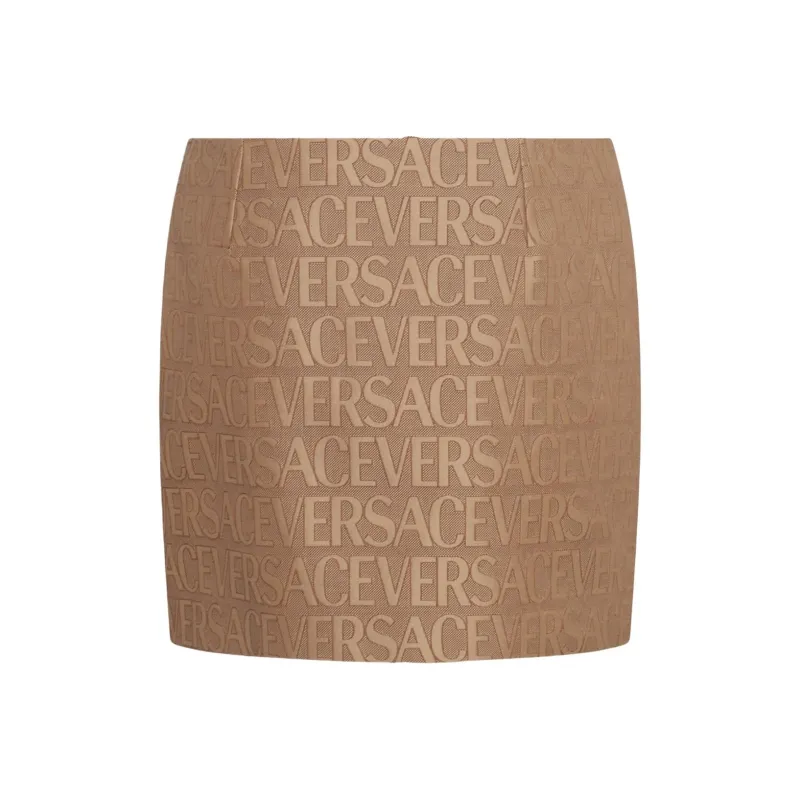 VERSACE Logo Jacquard Zipped Mini Skirt-0