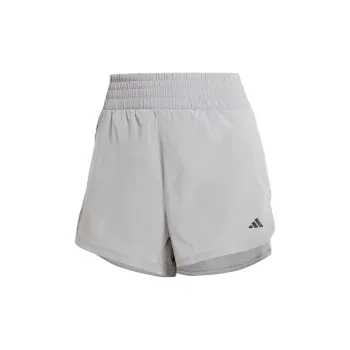 Adidas Women's Pacer Stretch Woven Zipper Pocket Lux Shorts Grey Three