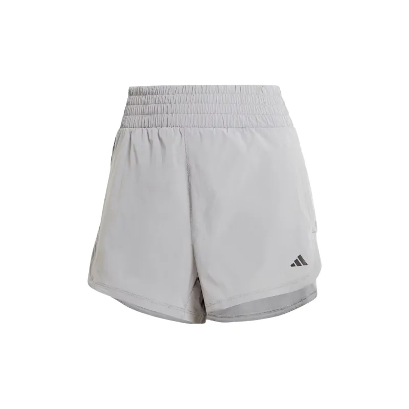 Adidas Women's Pacer Stretch Woven Zipper Pocket Lux Shorts Grey Three-0