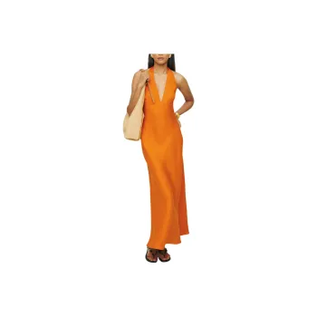 REFORMATION Delilah Linen Dress Sleeveless Dress Women's Yellow Peach