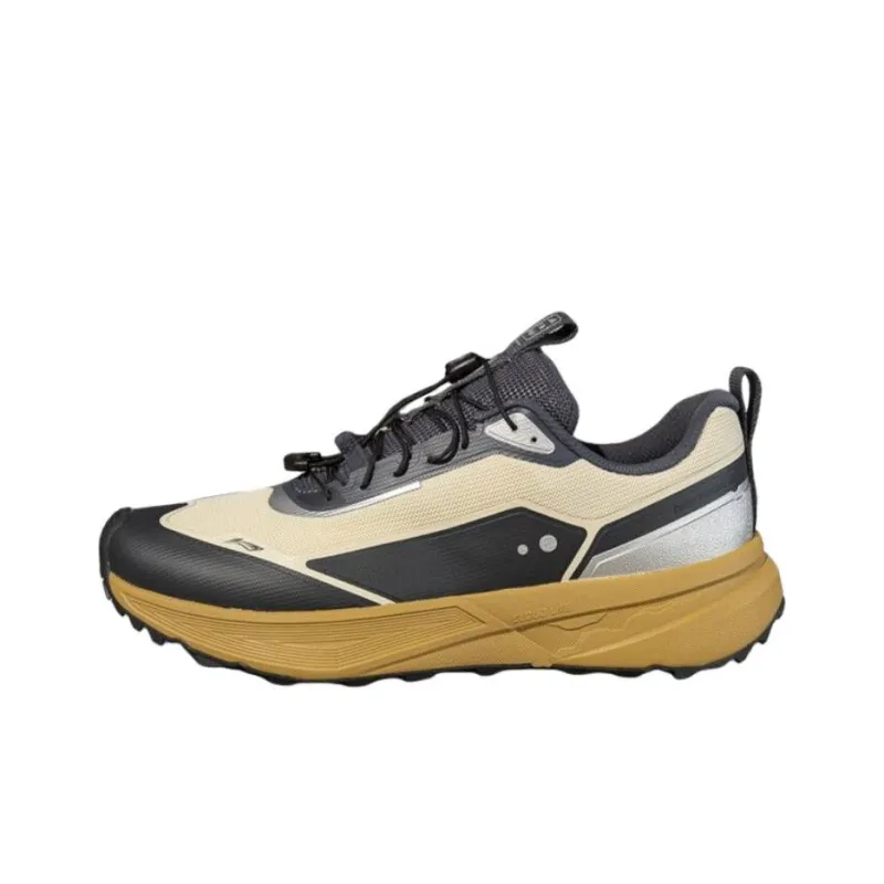 LiNing CF Tracing Walking Landscape Anti Slip Wear Resistant Low Top Hiking Shoes Unisex Beige Black-0