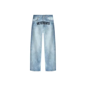 Vetements Embroidered Logo Baggy Jeans 'Light Blue'