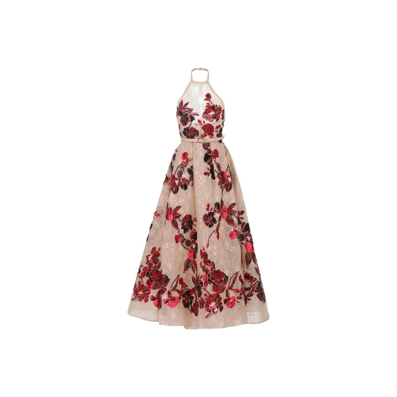 ELIE SAAB Sequinned A line Maxi Dress-0