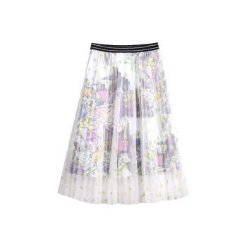 HIPPIEMISS Casual Long Skirts Women's White Green