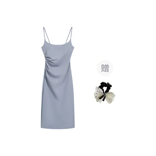 PAVEA Slip Dresses Women's Blue+Hair Tie Comes With