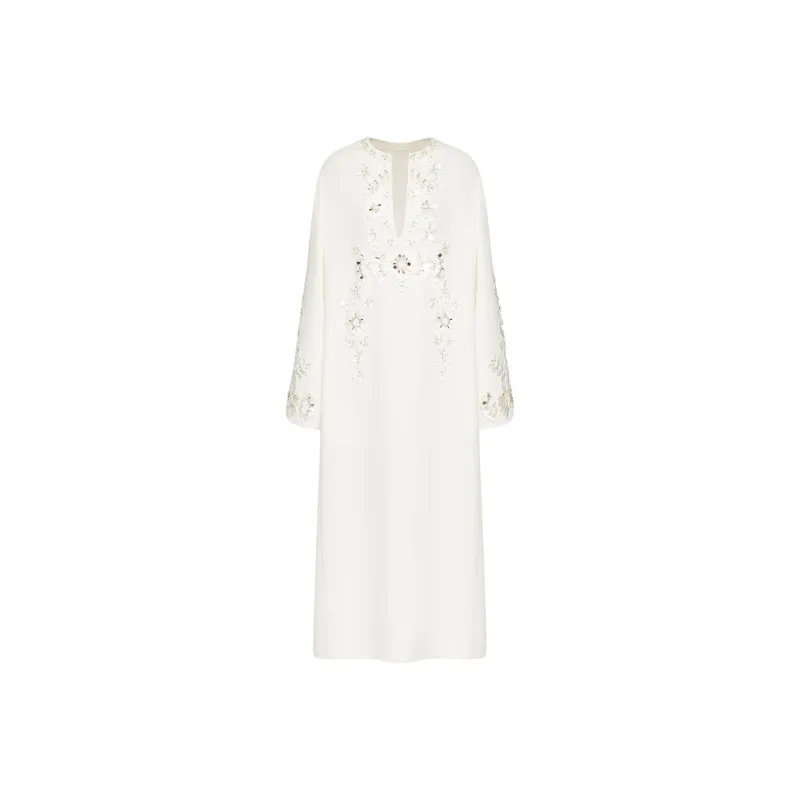 Valentino Gallo Edition Cady Couture Long-Sleeved Dresses Women's White-0