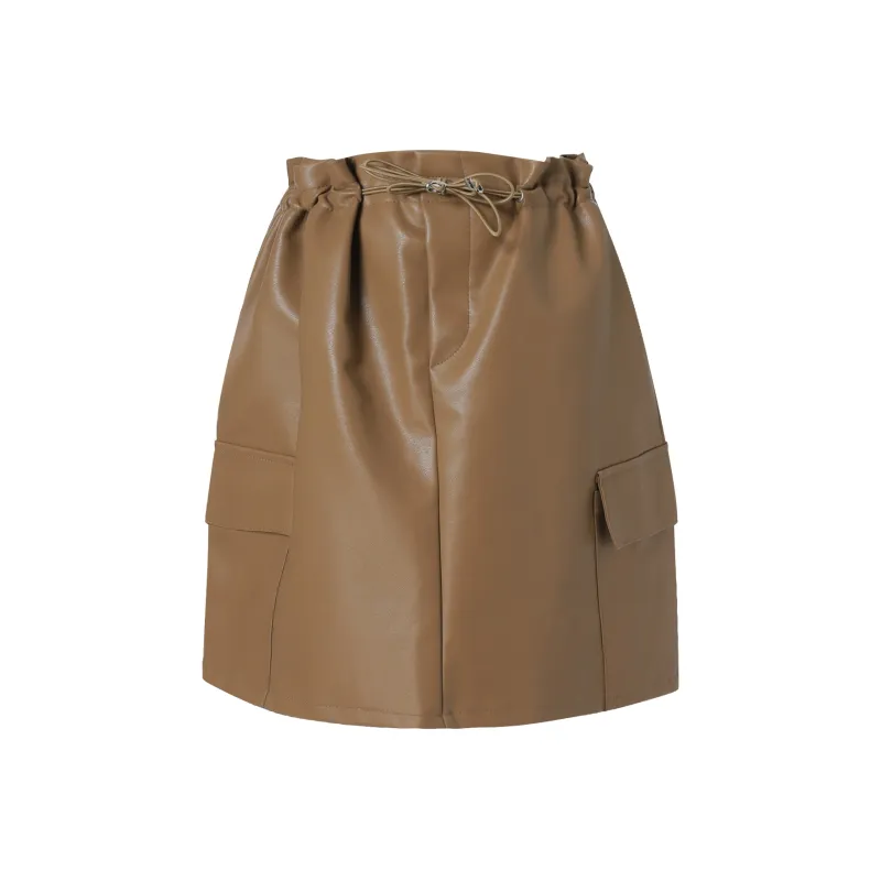 QYPRF Leather Short Skirts Women's-0