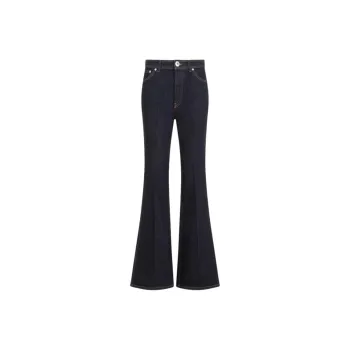 Lanvin Wide Leg Logo Patch Denim Jeans