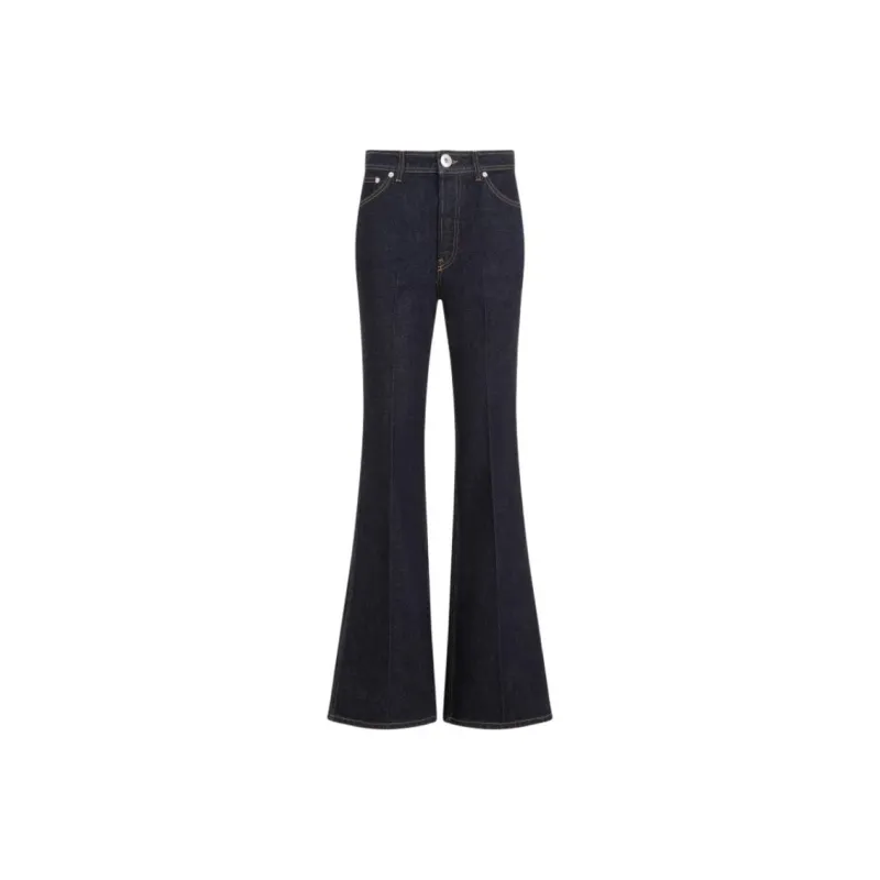 Lanvin Wide Leg Logo Patch Denim Jeans-0