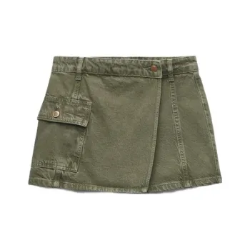 ZARA Denim Short Skirts Women's Khaki