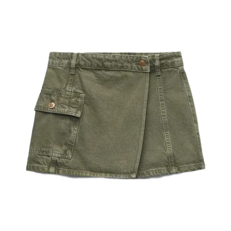 ZARA Denim Short Skirts Women's Khaki-0