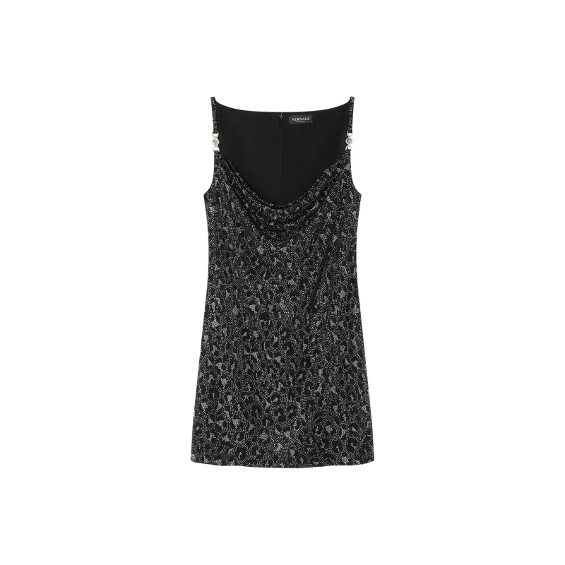 VERSACE Leopard Printed Embellished Mini Dress-0