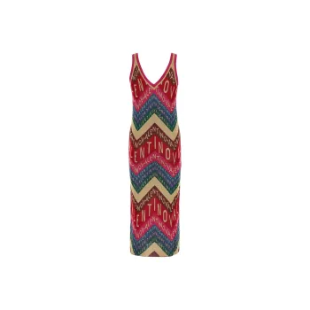 Valentino All-Over Patterned V-Neck Dress
