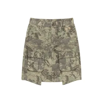 NO ONE ELSE Casual Short Skirts Women's Green Camouflage