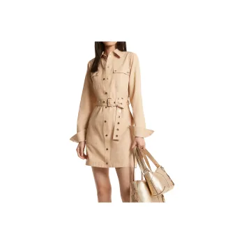 MICHAEL KORS Long Sleeved Shirt Dress Women's Light Brown