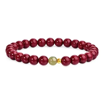 JINLIUFUJIXIANG Reconstructed Cinnabar Bracelets Unisex