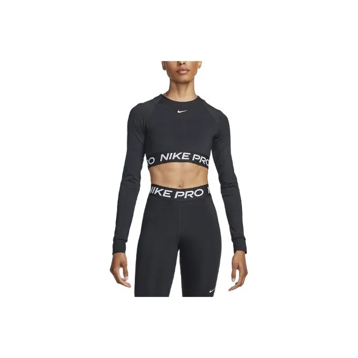 Nike Pro Women's Dri FIT Cropped Long Sleeve Top-0