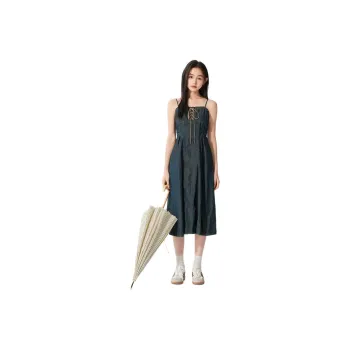 ZIHAN Slip Dresses Women's Dark Denim Blue