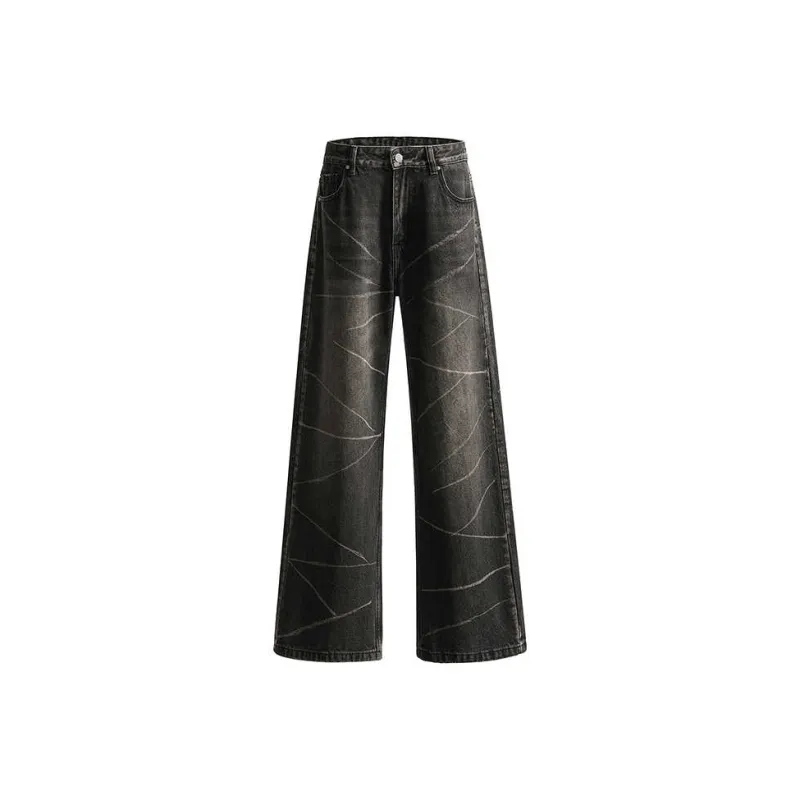 YINLEI Jeans Women's Black Gray Tie Dye-0