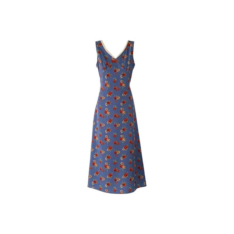 PLANE DRIFT Sleeveless Dress Women's Wilderness Rose Blue Long-0