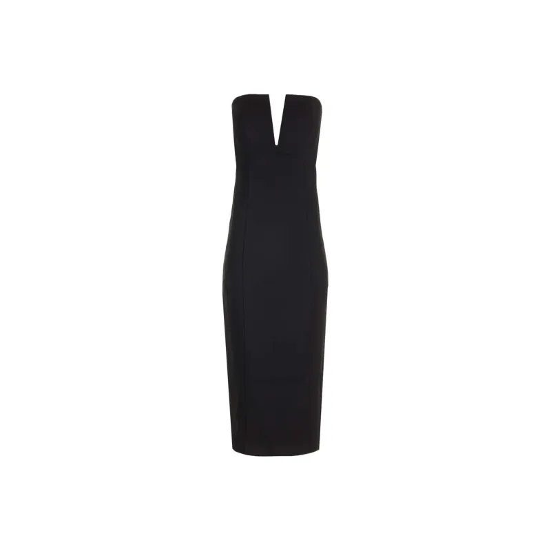 ROLAND MOURET Strapless Slit Detailed Midi Dress-0