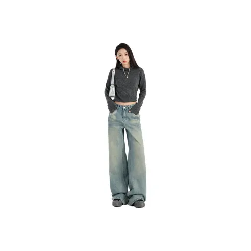 YINLEI Jeans Women's Vintage Blue