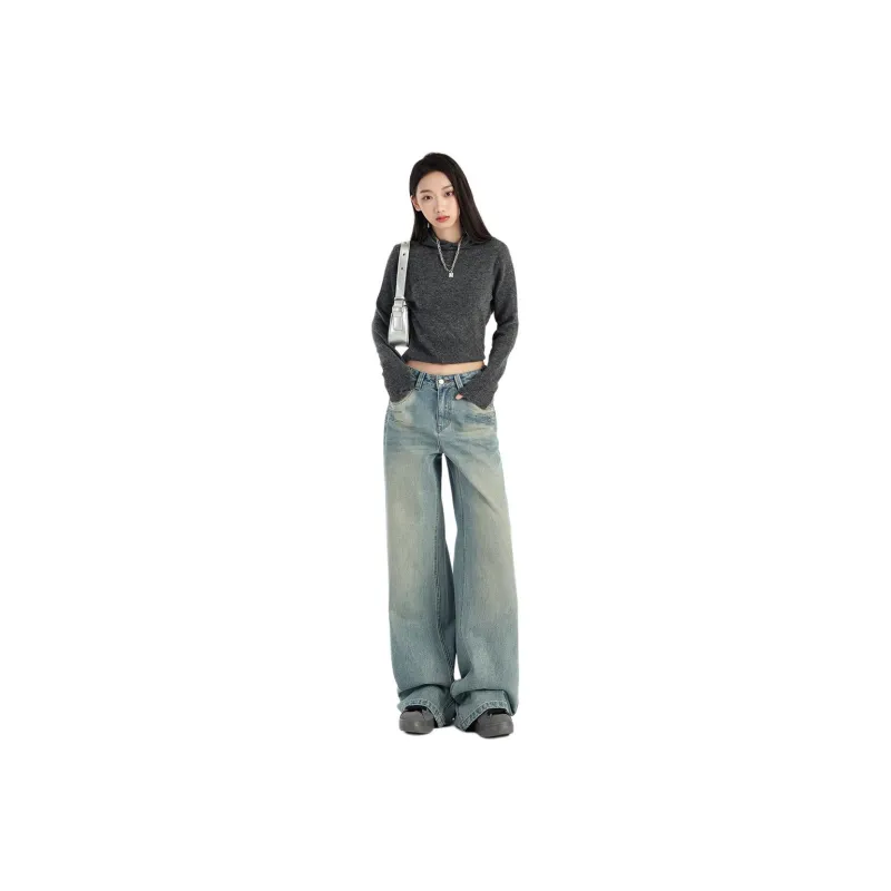 YINLEI Jeans Women's Vintage Blue-0