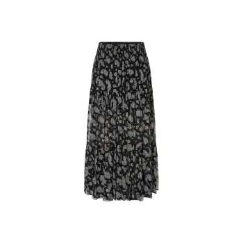 MOCO Casual Long Skirt Women's Black With White Multicolor