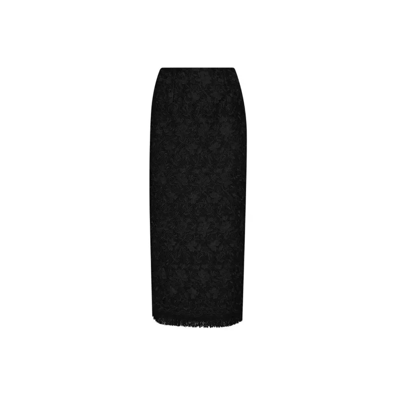 OSCAR DE LA RENTA Gardenia Embroidered Tweed Pencil Skirt-0