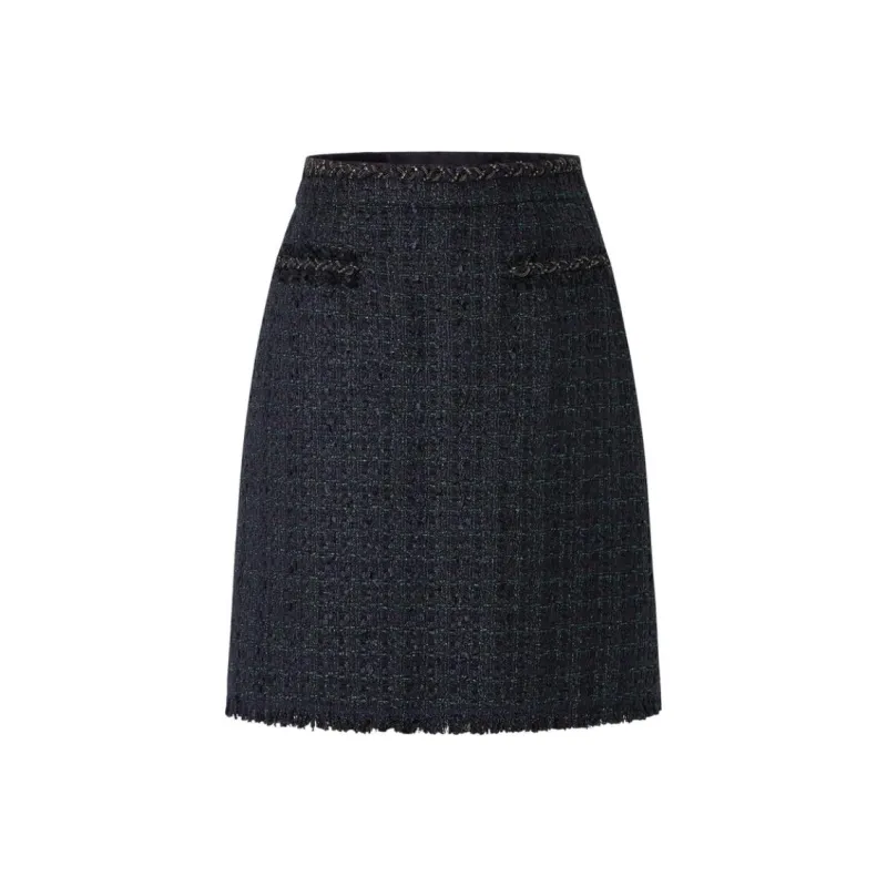 JZ. ANNAKRO Casual Short Skirts Women's Black Plaid-0