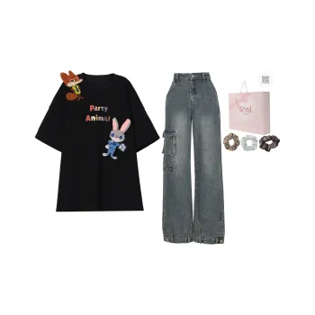SNBL Casual Suit Women's Black T Shirt+Jeans