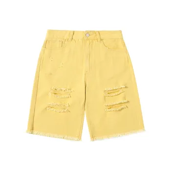 MeiHaoStore Denim Shorts Women's Yellow
