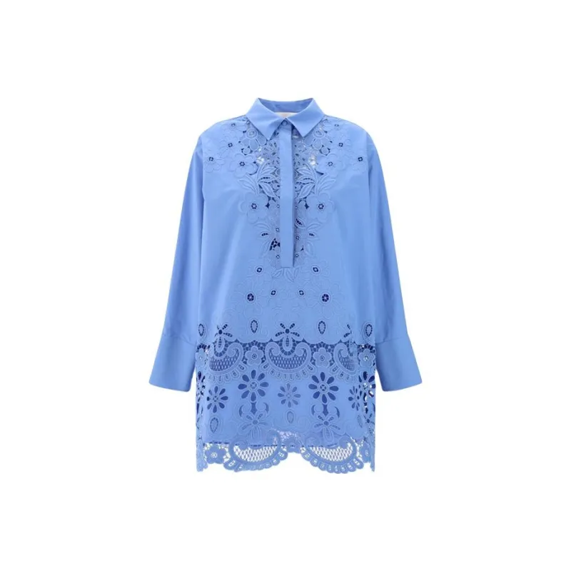 Valentino Lace Detailed Long-Sleeved Mini Dress-0