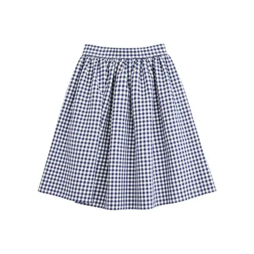 MS MIN 블루 화이트 여성 캐주얼 롱 스커트