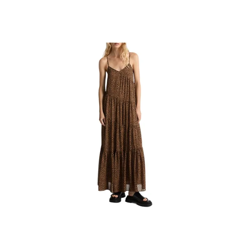 MICHAEL KORS Cheetah Print Georgette Tiered Maxi Dress-0