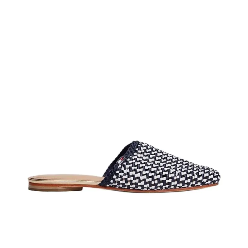 Tommy Hilfiger TH Monogram Slip Resistant Closed Toe Slippers Women's White Blue-1