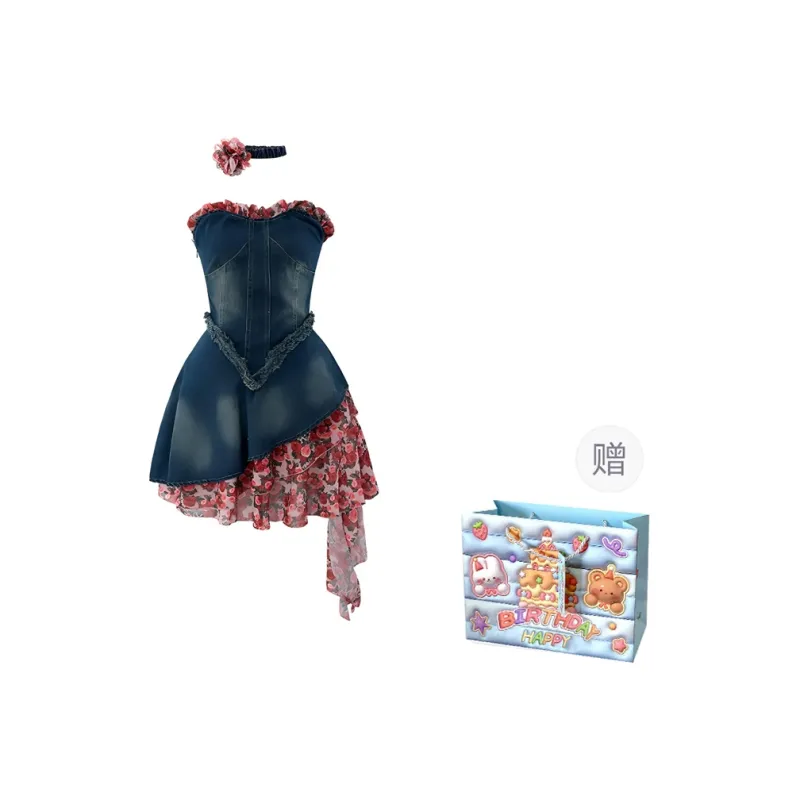 REMOULD Sleeveless Dress Women's Denim Patchwork-0