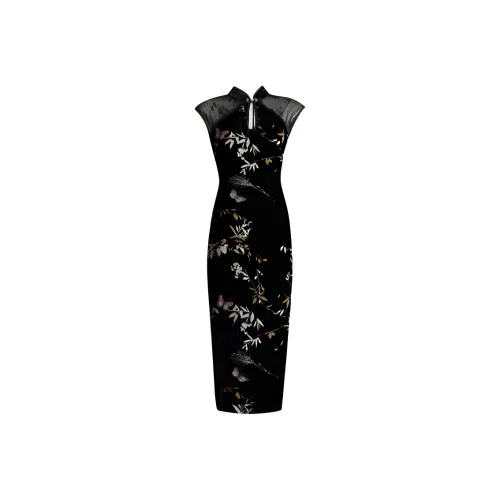 INTERPHASE Sleeveless Dress Women's Elegant Black