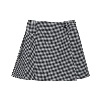 Fstudio Casual Short Skirts Women's Black White Plaid