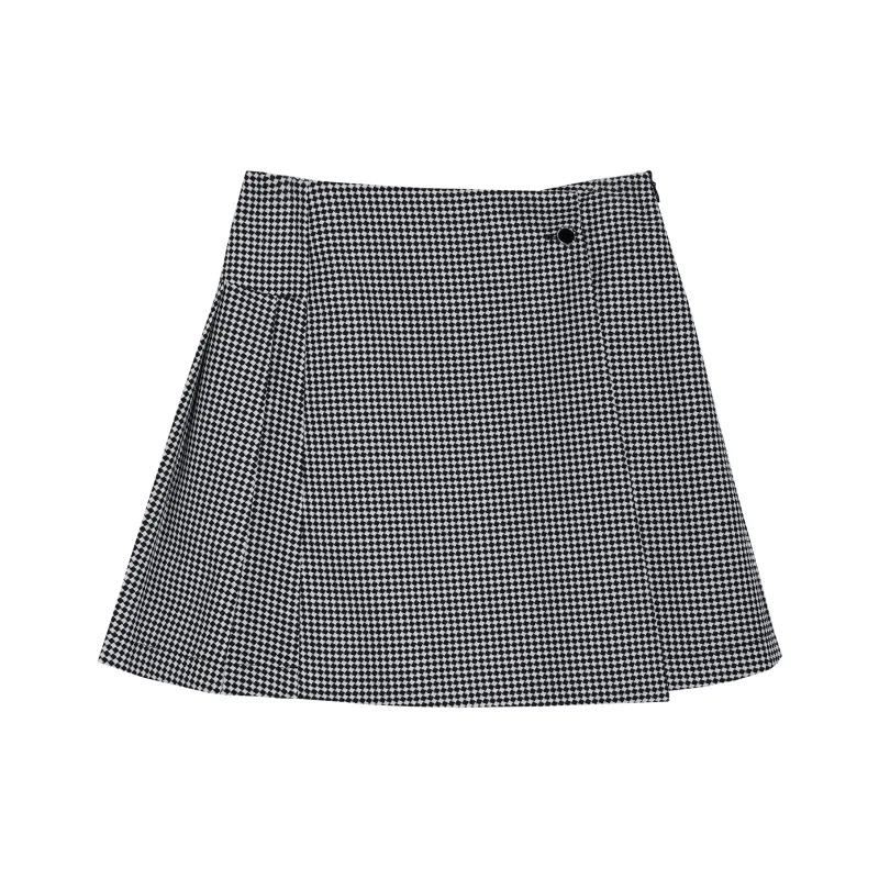 Fstudio Casual Short Skirts Women's Black White Plaid-0