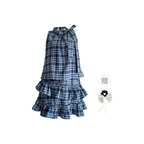 TUSHIFEI Sleeveless Dress Women's Blue