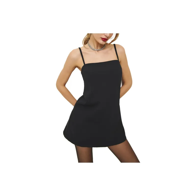 REFORMATION Noah Knit Dress Slip Dresses Women's Black-0