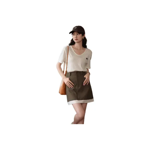 MISHOW Casual Short Skirts Women's Cocoa Coffee