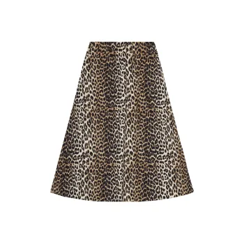 GANNI Leopard Printed Midi Skirt