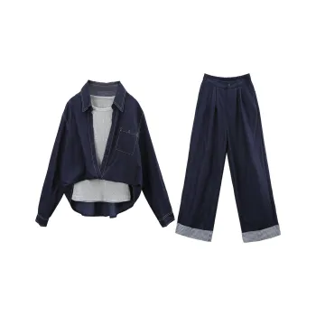 A Paradise For Awakening Casual Suit Women's Vintage Blue