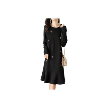 Mapping Long-Sleeved Dresses Women's Classic Black